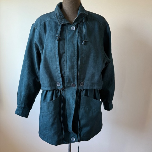 Gorgeous Vintage 90s Lightweight Dark teal oversized utility-style jacket - Picture 2 of 11